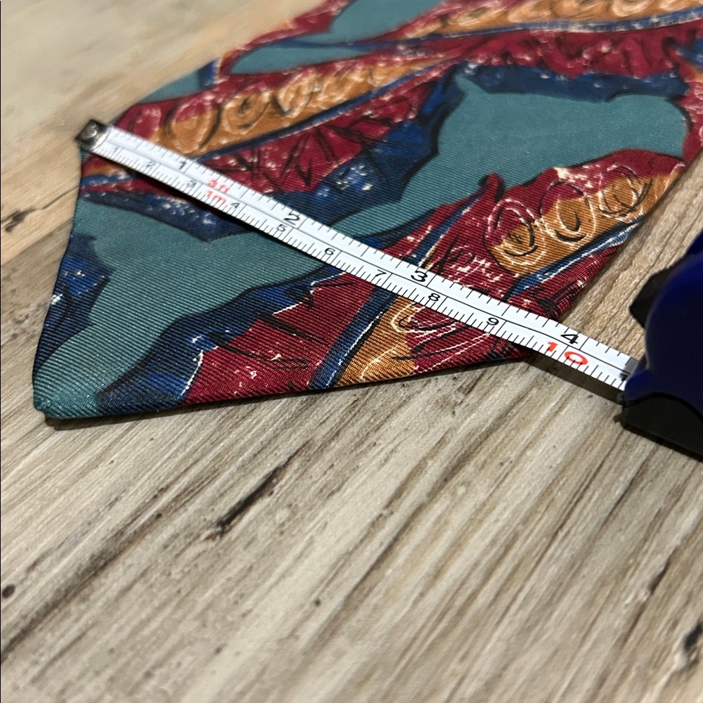 CHRISTIAN DIOR MENS TIE Green Blue BROWN, RED 3.75 X 57 Career Office Business - Picture 9 of 9